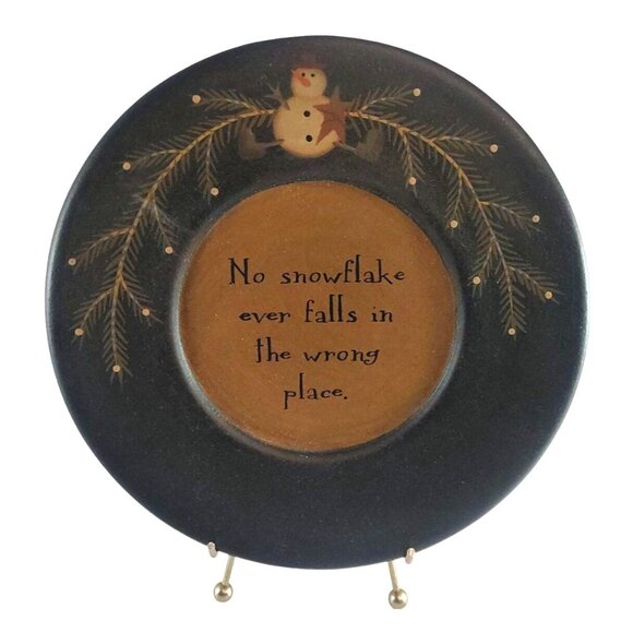 Barbara Lloyd Snowman & Quote "No Snowflake Ever Falls In The Wrong Place" Plate - Picture 1 of 9